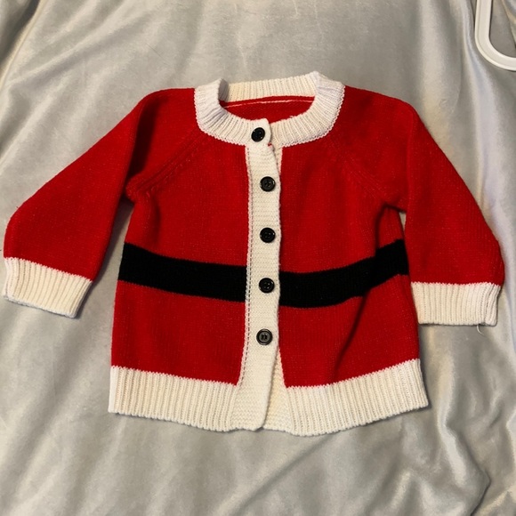 So dorable 6-12 month baby Santa suit cardigan sweater red black white button up - Picture 1 of 3